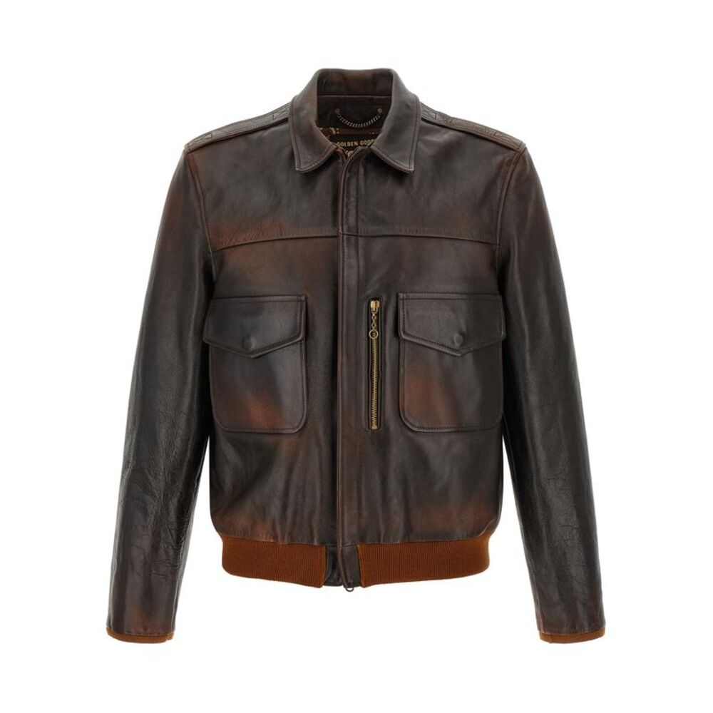 Golden Goose Brown Cowhide Leather Men's Jacket